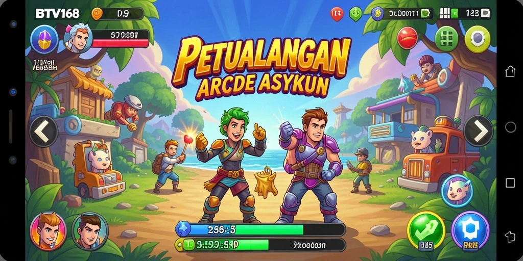 Tampilan gameplay BTV168 yang penuh warna dan dinamis.