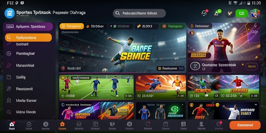 Tampilan antarmuka aplikasi Sportsbook F32 yang menarik.