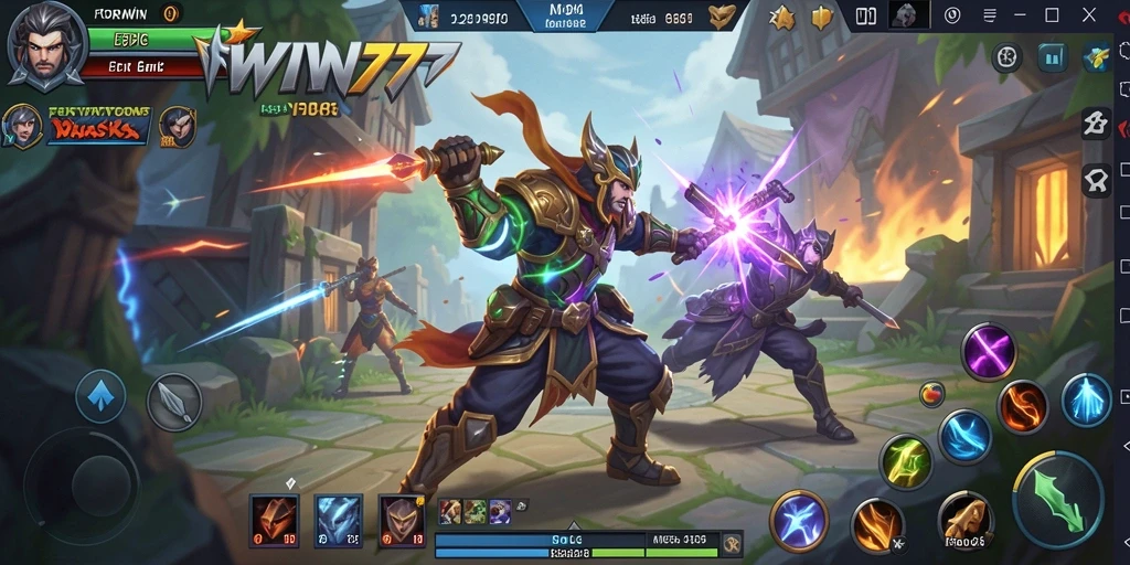 Tangkapan layar menunjukkan aksi seru dalam gameplay MOBA FORWIN77.