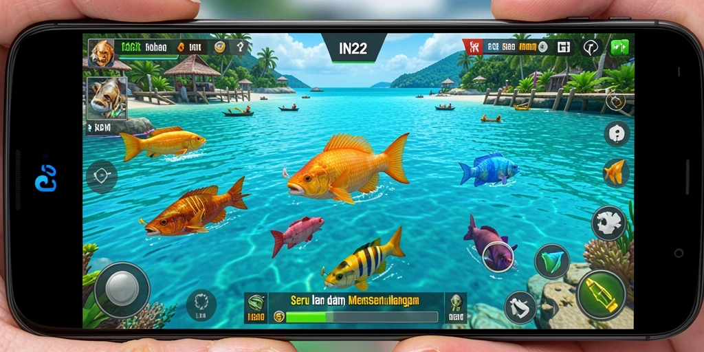 Gameplay seru di IN22 dengan ikan berwarna-warni.