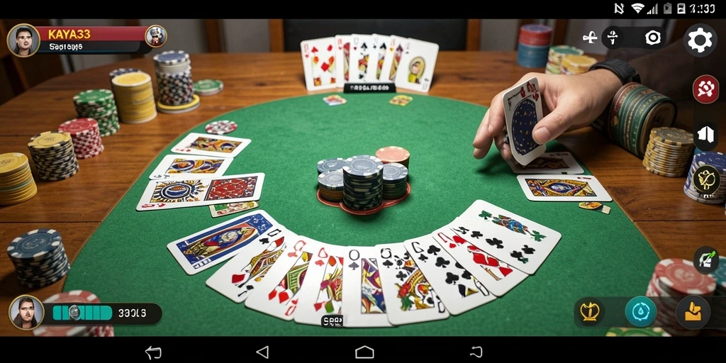 Gameplay seru KAYA33 saat bermain Gaple dengan teman.