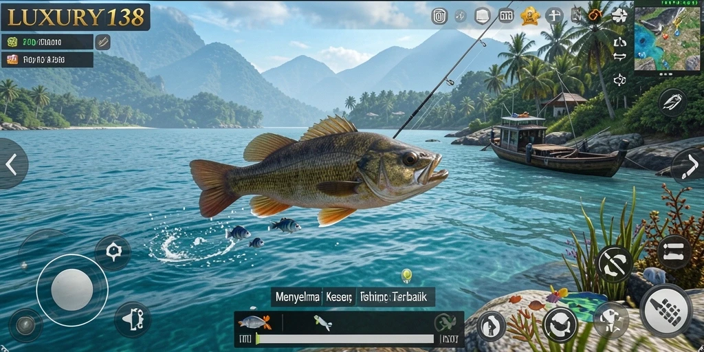 Tampilan gameplay menarik dalam LUXURY138 saat menangkap ikan.