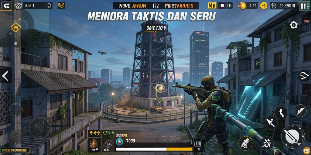 Tangkapan layar MPOID menampilkan aksi menara pertahanan yang epik.