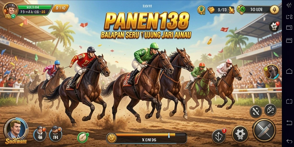 Tangkapan layar gameplay PANEN138 menampilkan aksi balapan yang mendebarkan.