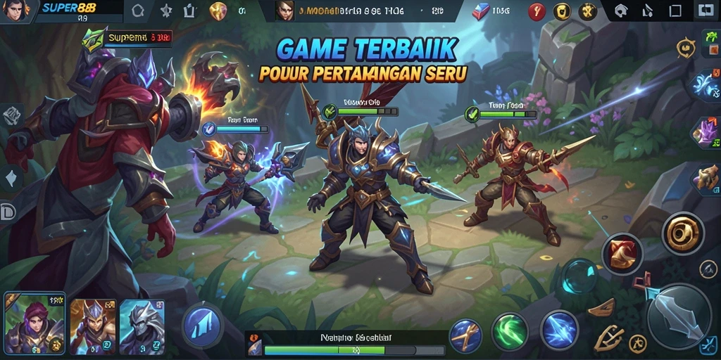 Tampilan gameplay seru dalam SUPER88 di arena MOBA.