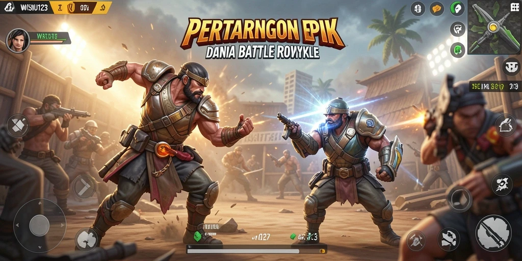 Tampilan gameplay intens dan seru dalam WISNU123 Battle Royale.